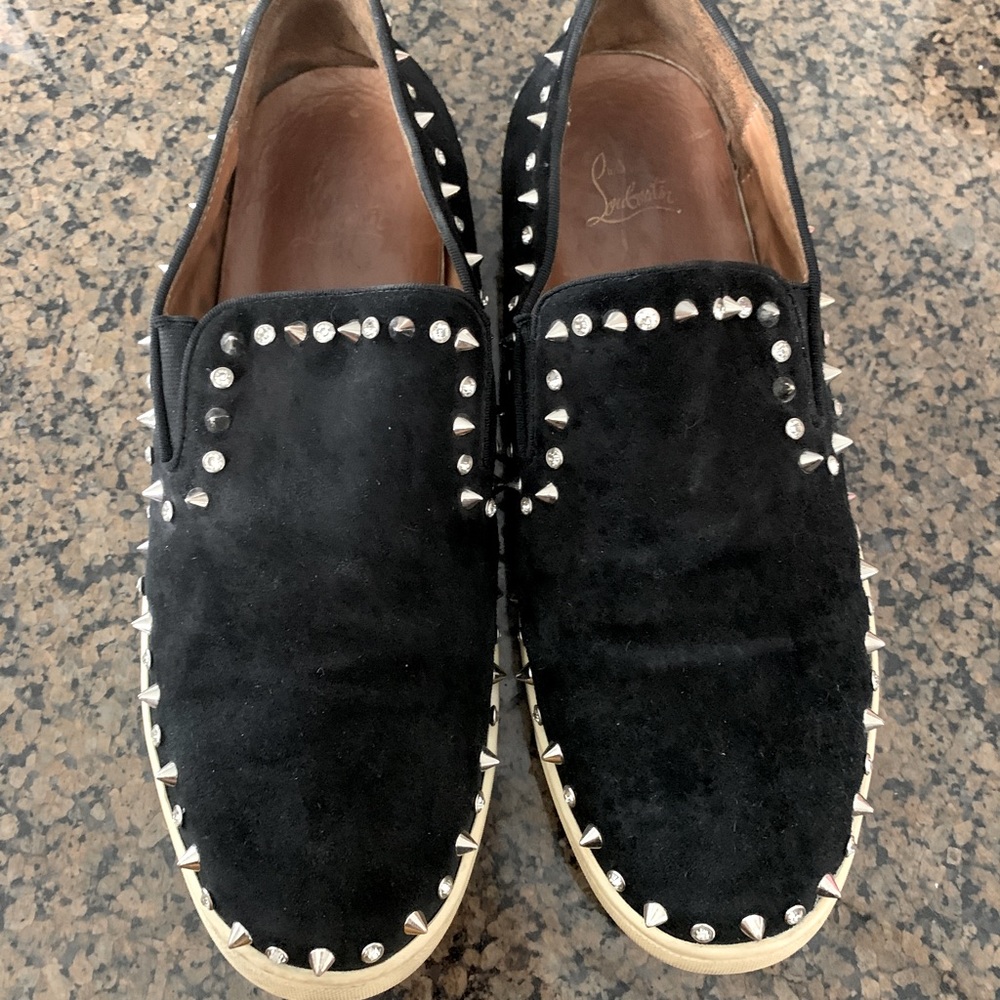 Christian Louboutin
Black Suede Spike Pik Boat Slip On Sneakers Size 10